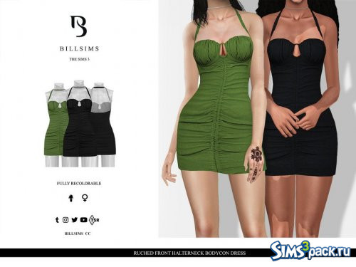 Платье Ruched Front Halterneck Bodycon от Bill Sims