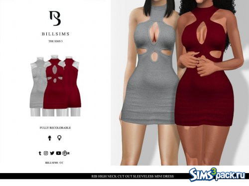 Мини - платье Rib High Neck Cut Out от Bill Sims