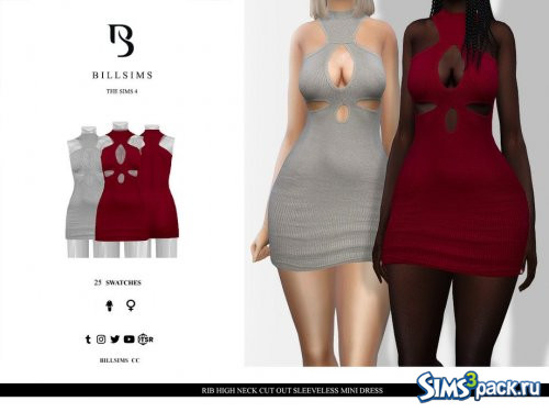 Мини - платье Rib High Neck Cut Out от Bill Sims