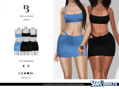 Мини - платье Asymmetric Twist Detail Two Piece от Bill Sims