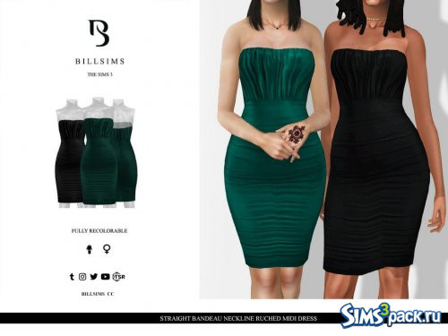 Миди - платье Straight Bandeau Neckline Ruched от Bill Sims