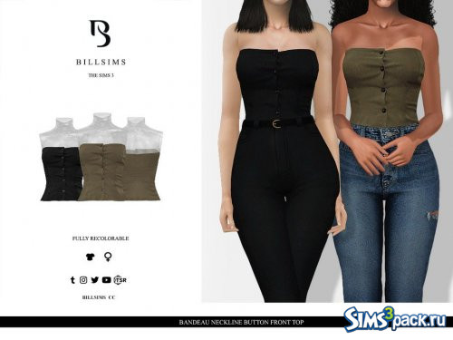 Топ Bandeau Neckline Button Front от Bill Sims