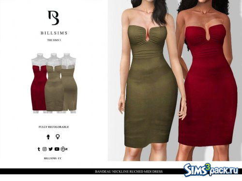 Миди - платье Bandeau Neckline Ruched от Bill Sims