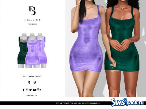 Мини - платье Velvet Sweetheart Neckline от Bill Sims