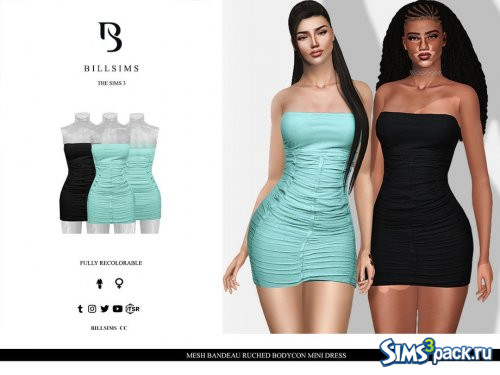 Мини - платье Mesh Bandeau Ruched Bodycon от Bill Sims