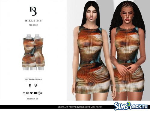 Мини - платье Abstract Print Ribbed Racer от Bill Sims