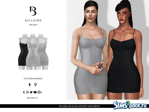 Мини - платье Ruched Neckline Strappy от Bill Sims