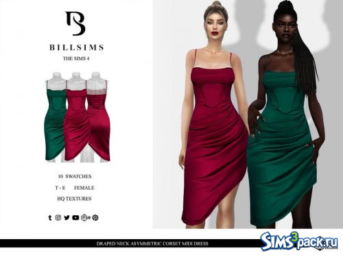 Миди - платье Draped Neck Asymmetric Corset от Bill Sims