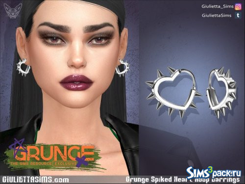 Серьги Grunge Spiked Heart Hoop от feyona