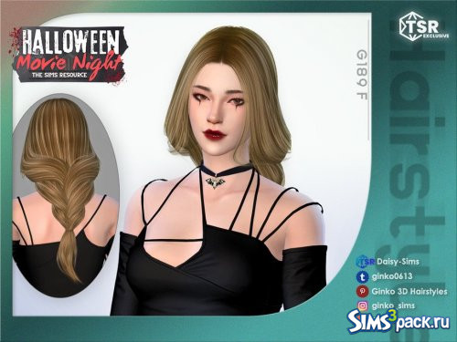 Прическа Halloween Movie Night - Braid от Daisy-Sims